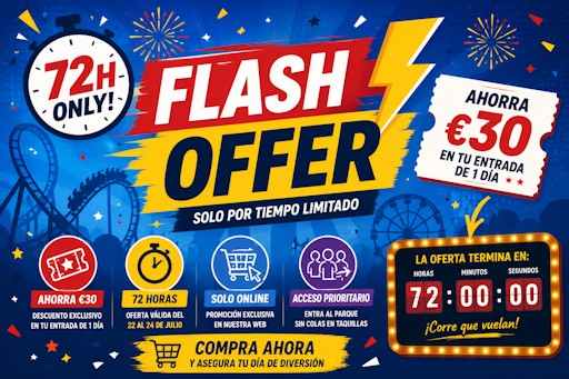 Oferta Flash Parque Warner Madrid: 30 € de descuento durante solo 72 horas